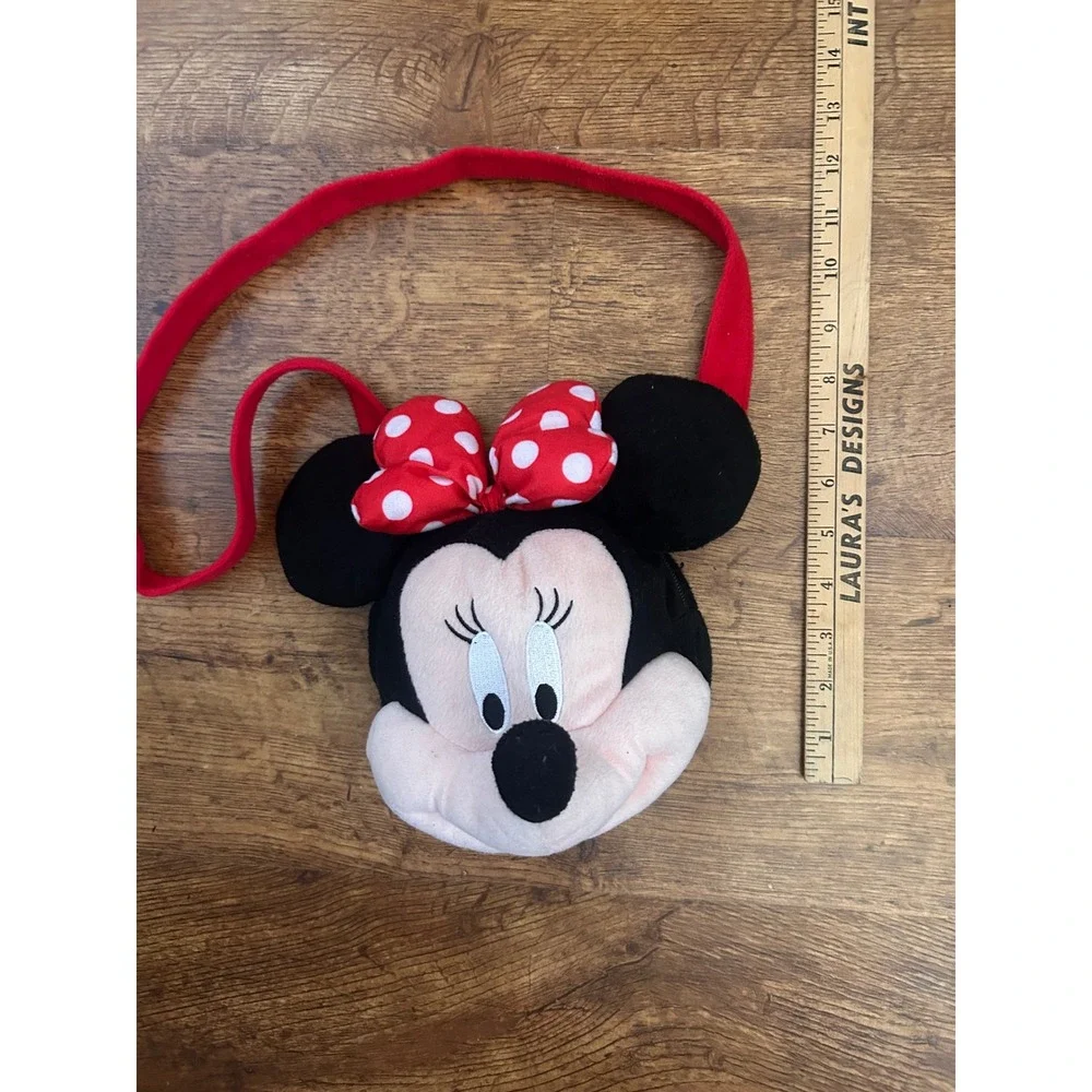 Disney Minnie Mouse Plush Crossbody Bag Red Polka Dot Bow Kids Small Purse